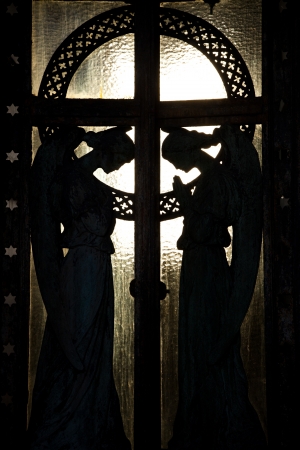 Italian monumental cemetery: collection of two hundreds years old statuesのeditorial素材
