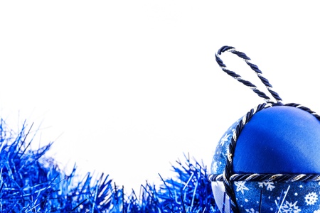 Italy. Traditional handmade Christmas ball made of white and blue fabricの写真素材