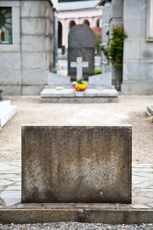 Tombstone in Italian cemetery with copy spaceの写真素材