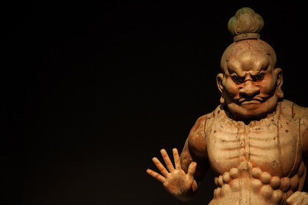 wooden Kong%u014Drikishi statueの写真素材