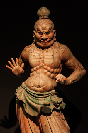 Japan, woodmade Kongorikishi statue, the muscular guardians of the Buddha, 13 centuryのeditorial素材