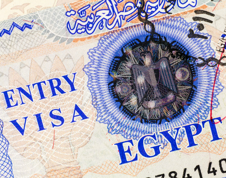 Detail of Egyptian Entry Visa on a real passportの写真素材