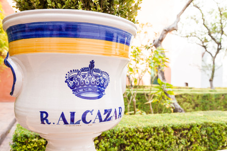 Spain, Andalusia Region. Detail of Alcazar Royal Palace in Seville.のeditorial素材