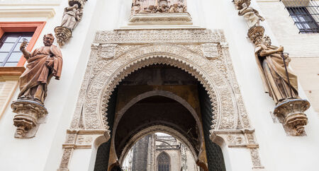 Spain, Andalusia Region. Detail of Alcazar Royal Palace in Seville.のeditorial素材
