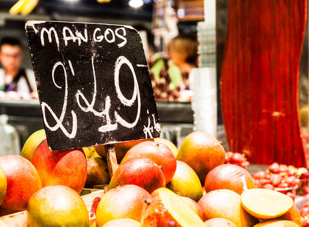 Detail of fruit products ready to be sold ina a busy market.の写真素材