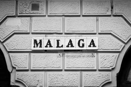 Road sign of Malaga, Andalusia Region in Spainの写真素材
