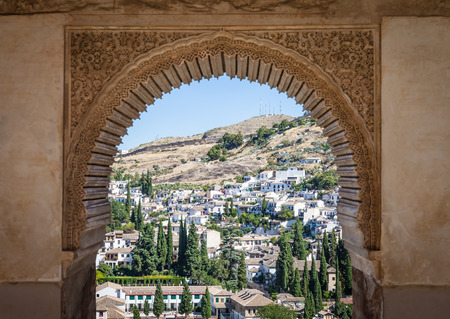 Spain, Andalusia Region, Granada town panorama from Alhambra viewpointのeditorial素材