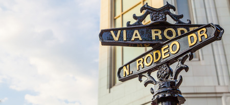 Famous steetsigh of Rodeo Dr in Los Angeles, the Luxury blockの写真素材