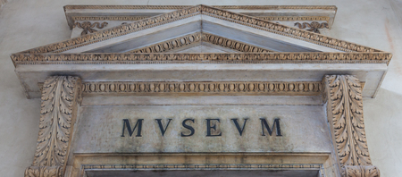 Detail of an old Museum sign in Italy - almost 200 years oldのeditorial素材