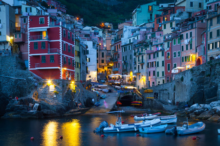 In Cinque Terre area, Rio Maggiore is one of the most beautiful town - Blue hour