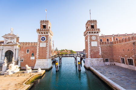 Venice, Italy - Arsenale main entrance with Canalの写真素材