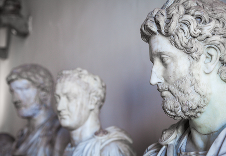 Marble statues prospective in the most important museum of Veniceのeditorial素材