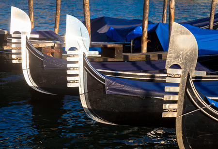 The gondola is a traditional, flat-bottomed Venetian rowing boat, very famous landmark of Venice townの写真素材