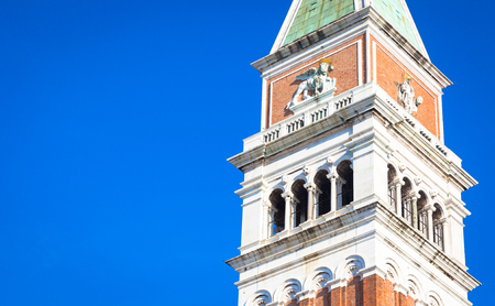 St Mark Campanile on blue sky with copyspaceの写真素材
