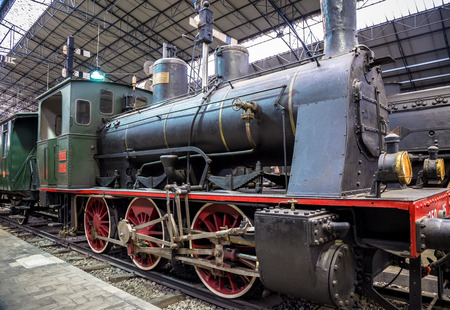 Italian steam locomotive detail, bult by the Costruzioni Elettro Meccaniche di Saronno, 1883. It was...