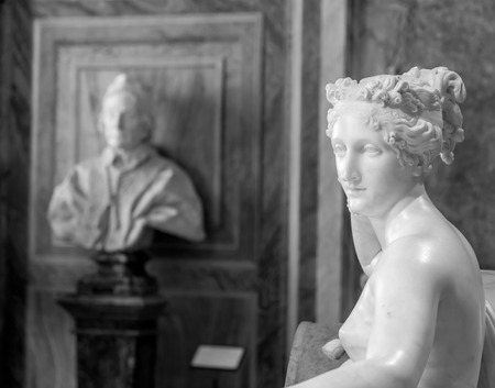 ROME, ITALY - AUGUST 24, 2018: detail of Antonio Canova's Statue of Pauline Bonaparte, his masterpiece located in Villa Borgheseのeditorial素材
