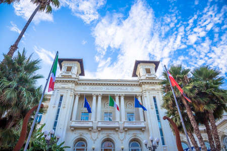 SANREMO, ITALY - CIRCA AUGUST 2020: view of the Sanremo Casino, one of the main landmarks of the city and Liguria Regionのeditorial素材