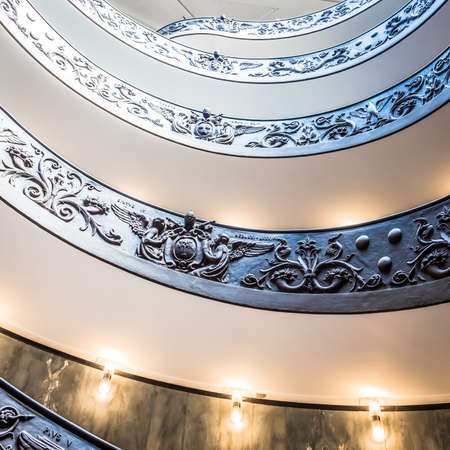 ROME, ITALY - CIRCA SEPTEMBER 2020: the famous spiral staircase with double helix made by Giuseppe Momo in 1932. Vatican Museum.のeditorial素材
