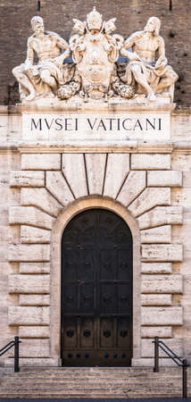 ROME, ITALY - CIRCA SEPTEMBER 2020: the famous Vatican Museum building. Detail of the sign above the main entrance.のeditorial素材