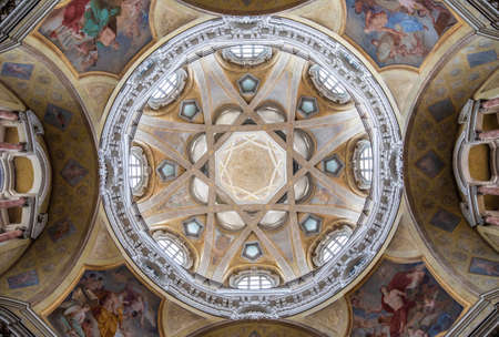 TURIN, ITALY - CIRCA MAY 2021: Antique baroque interior with vintage decoration. Royal Church of San Lorenzo (St. Lawrence).のeditorial素材