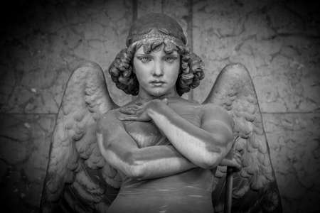 GENOA, ITALY - CIRCA AUGUST 2020: Angel sculpture by Giulio Monteverde for the Oneto family monument...