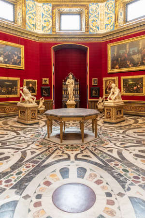 Florence, Italy - Circa August 2021: the Tribuna room was the first nucleus of the Uffizi Gallery.のeditorial素材