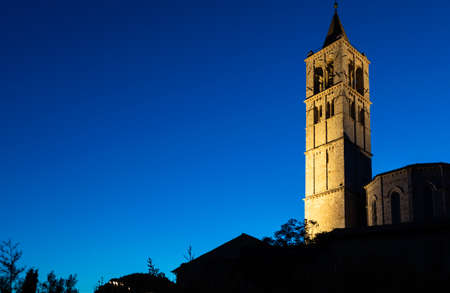 Church in Assisi village in Umbria region, Italy. The town is famous for the most important Italian...