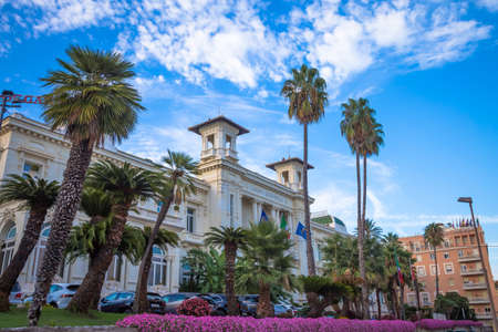SANREMO, ITALY - CIRCA AUGUST 2020: view of the Sanremo Casino, one of the main landmarks of the city and Liguria Regionのeditorial素材