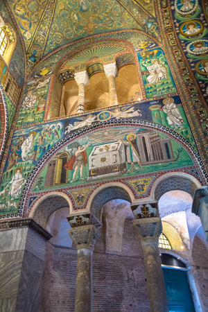 RAVENNA, ITALY - CIRCA AUGUST 2020: historic byzantine mosaic in Saint Vitale Basilicaのeditorial素材