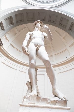 Florence, Italy - Circa August 2021: David sculpture by Michelangelo Buonarroti. The masterpiece of the Renaissance art.のeditorial素材