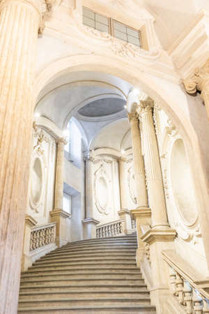 Turin, Italy - Circa January 2022: luxury marble staircase. Antique architecture interior designのeditorial素材