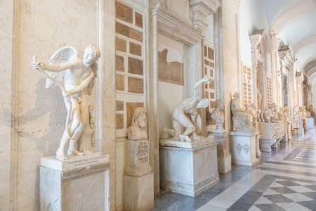 ROME, ITALY - CIRCA AUGUST 2020: Vatican museum interior collection perspectiveのeditorial素材