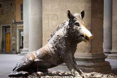 Florence, Italy - Circa January 2022: the antique pig statue, symbol of good luckのeditorial素材