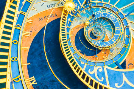 Droste effect background based on Prague astronimical clock. Abstract design for concepts related to astrology, fantasy, time and magic.の写真素材