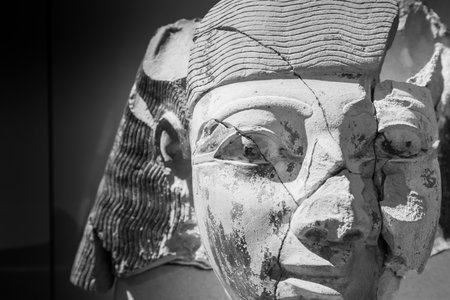 Turin, Italy - Circa January 2022: sandtone statue archaeology in Egyptian Museum - 1190 B.C.のeditorial素材