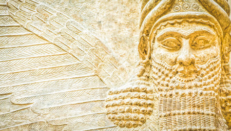 Paris, France - Circa August 2021: Dating back to 3500 B.C., Mesopotamian art was intended to serve as a way to glorify powerful rulers and their connection to divinityのeditorial素材