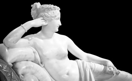 ROME, ITALY - AUGUST 24, 2021: Antonio Canova sculpture of Pauline Bonaparte, his masterpiece located in Villa Borgheseのeditorial素材