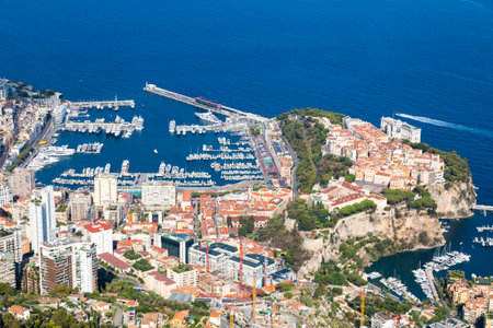 Monte Carlo - August 2022: panoramic view of the city with blue sea in Summerの写真素材