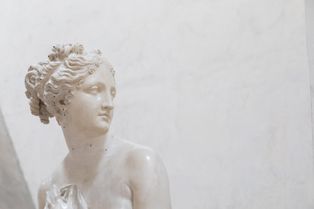 Possagno, Italy - June 2022: Venere Italica - Italian Venus - by Antonio Canova, 1811. Beautiful goddess statue in museumのeditorial素材