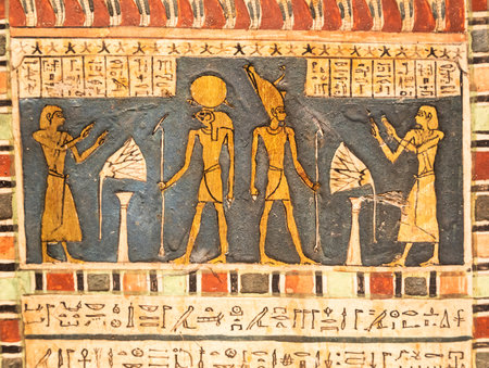 Ancient Egyptian hieroglyphics. Vintage backgroundのeditorial素材