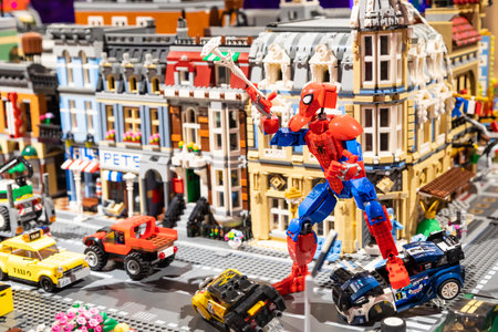 Turin, Italy - October 2022: city made of colorful plastic building blocks - fun and educationのeditorial素材