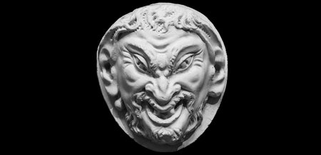 Demon head with copy space. Demonic monster evil faceのeditorial素材