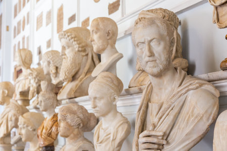 ROME, ITALY - CIRCA AUGUST 2020: Vatican museum interior collection perspective