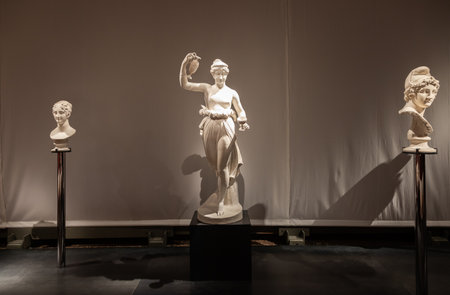 Bassano del Grappa, Italy - 22 December 2023: Classical art museum interior, white marble statues, nobodyのeditorial素材