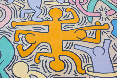 Pisa, Italy - 29 June 2023: Tuttomondo (All World) is the last mural created by American artist Keith Haring in 1989 before his death.のeditorial素材