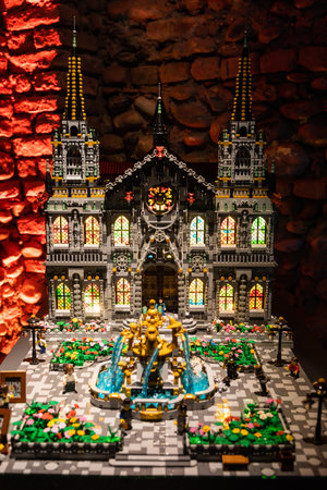 Turin, Italy - October 2022: cathedral made of colorful plastic building blocks - fun and educationのeditorial素材