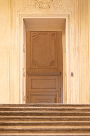 Turin, Italy - April, 2023: luxury baroque staircase, elegant vintage interiorのeditorial素材