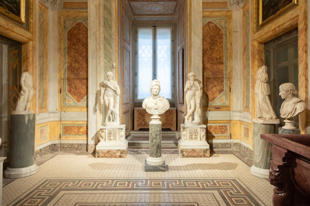 Rome, Italy - 28 December 2023: Galleria Borghese - Borghese Gallery - ancient art museum interior, nobodyのeditorial素材