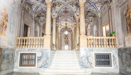 Genoa, Italy - 08 August 2023: interior of Gio Carlo Brignole Palace. Luxury ancient building, ca 1670のeditorial素材
