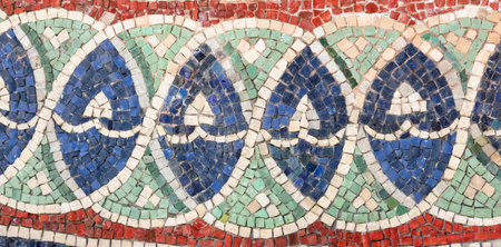 RAVENNA, ITALY - JUNE 12, 2024: mosaic detail design in the Neonian Baptistery, next to the Ravenna...